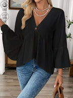 V-neck Bell Sleeve Blouse (11)