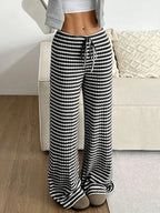 Striped Wide Leg Drawstring Pants (15)