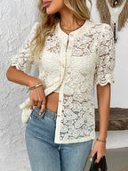 Button Down Half Sleeve Lace Shirt (5)