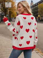 Heart Button Up Dropped Shoulder Long Sleeve Cardigan (7)