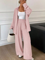 Button-down Shirt Wide-leg Pants Set (33)