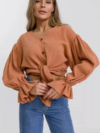 Button Up Flounce Sleeve Shirt (3)