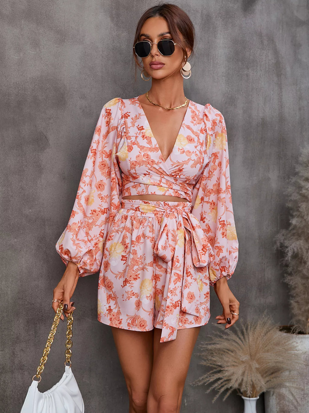 Cutout Front Printed Long Sleeve Romper (30)