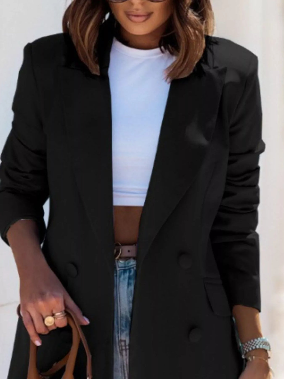 Lapel Collar Long Sleeve Blazer (12)