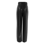 Retro Casual Black Leather Pants photo 2
