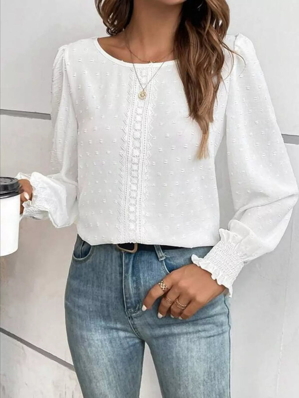 Swiss Dot Long Sleeve Blouse (3)