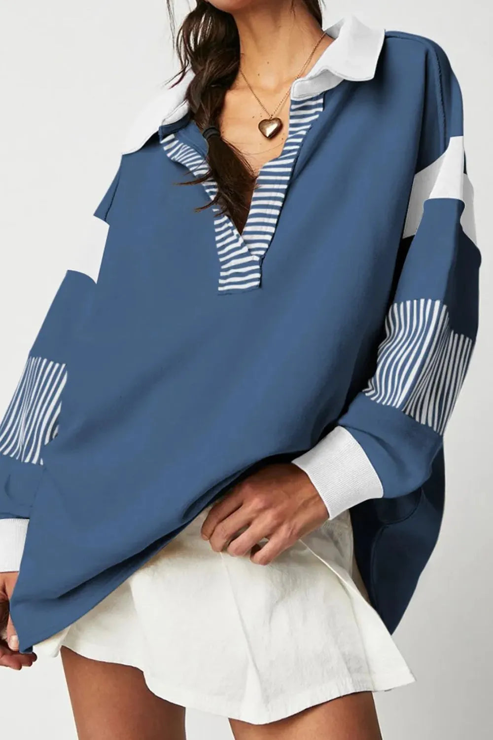 Collared Neck Long Sleeve Sweatshirt (4)