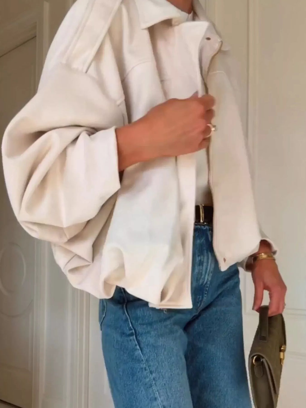Zip Up Dropped Shoulder Suede Jacket (10)