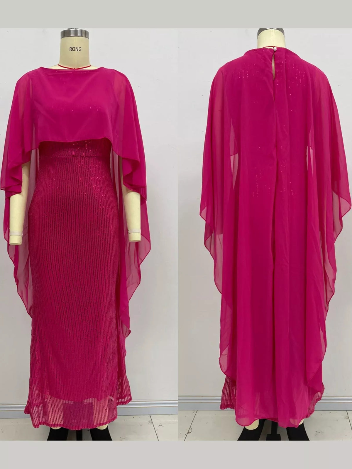 Sequin Cape Overlay Evening Dress (29)