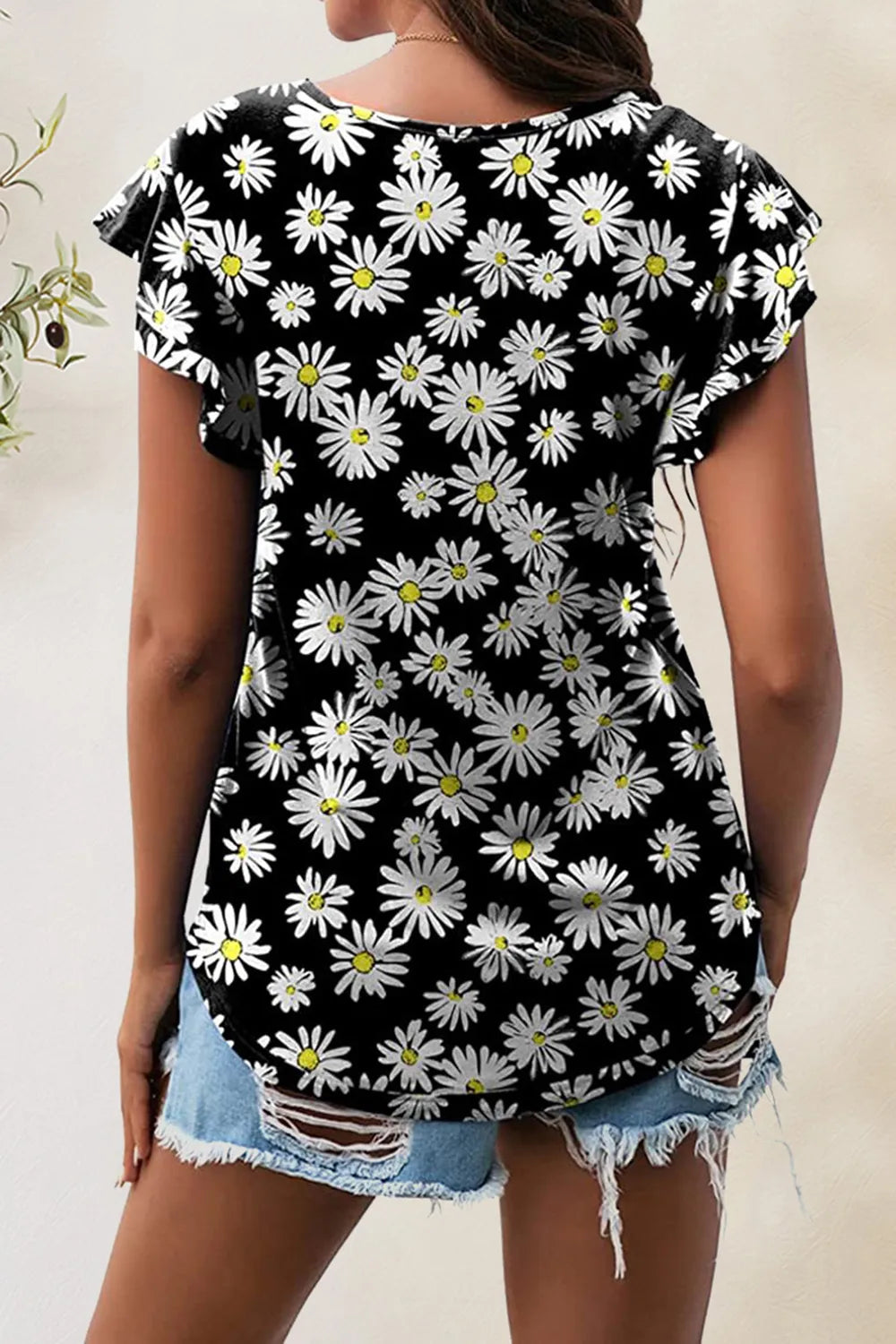 Printed Round Neck Short Sleeve T-shirt (8)