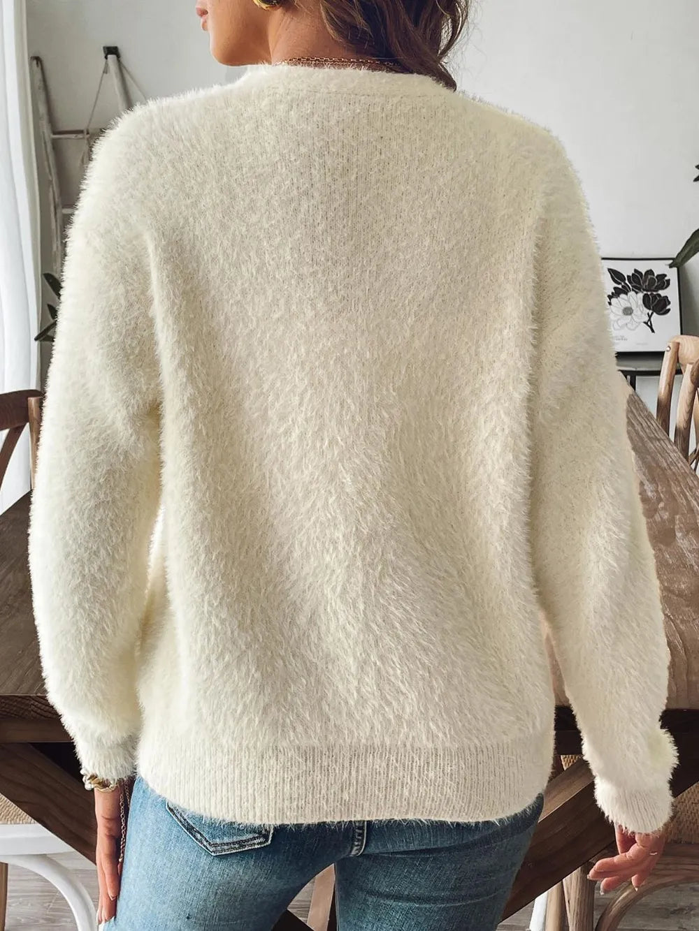 Button Up V-neck Long Sleeve Cardigan (5)