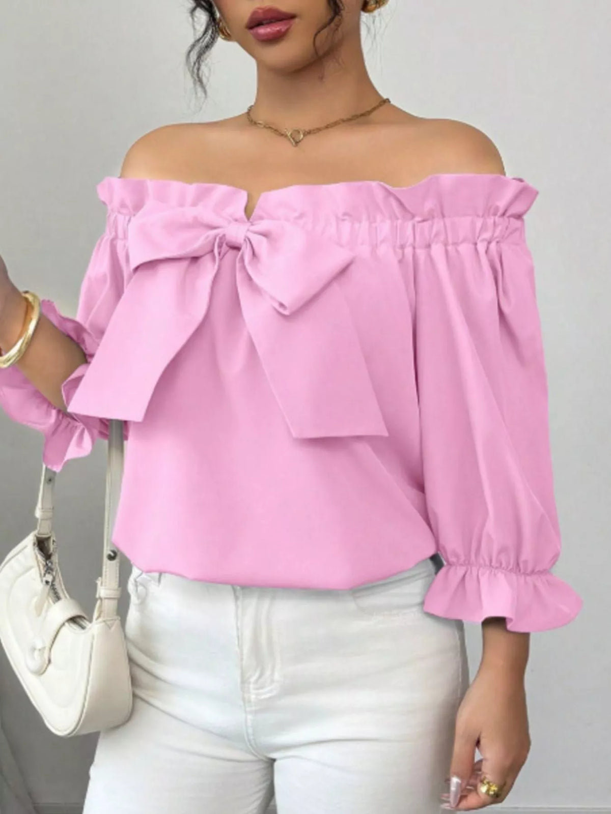 Bow Flounce Sleeve Blouse (19)