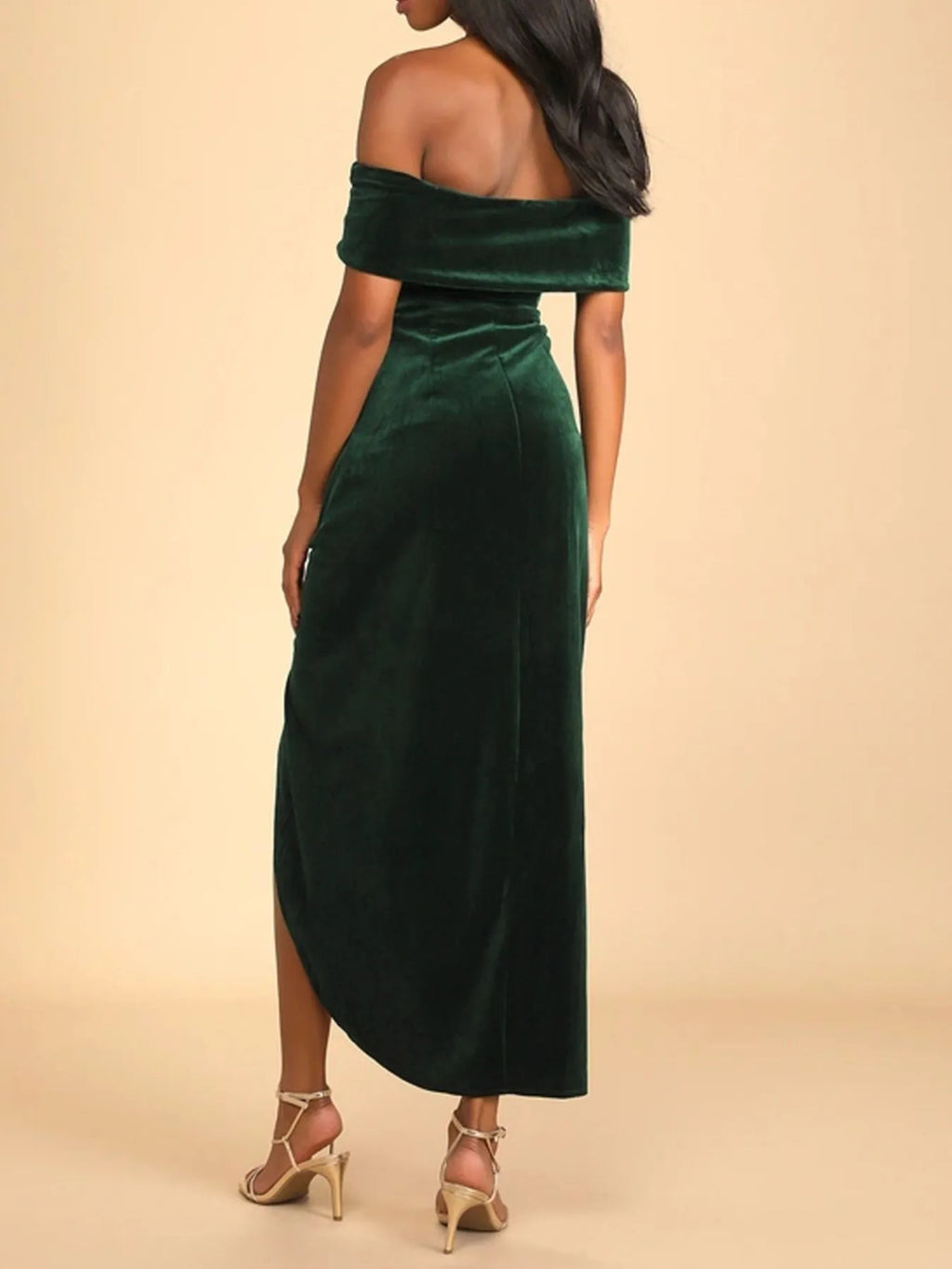 Off-shoulder Wrap Dress Side Slit (3)