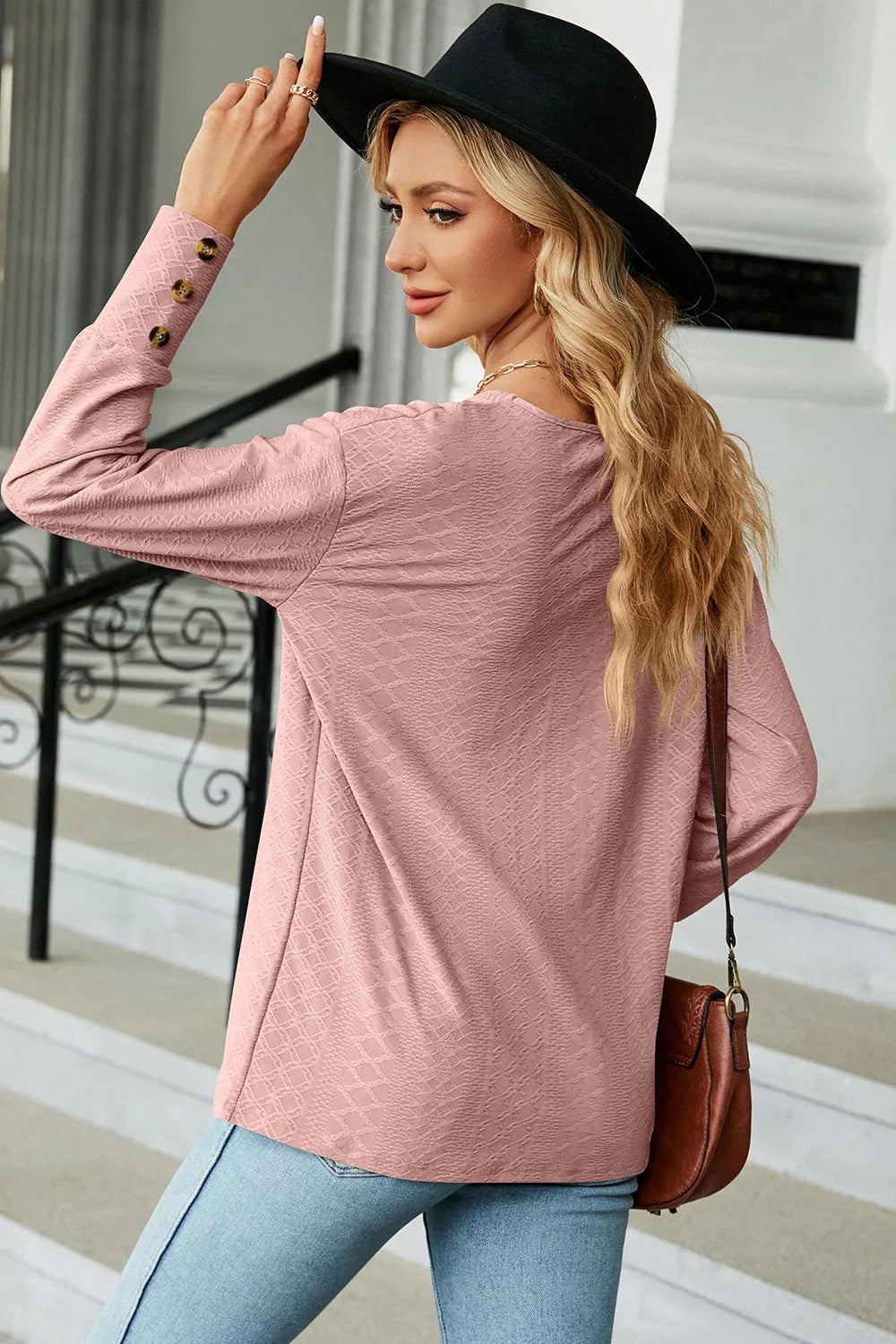 V-neck Lantern Sleeve T-shirt (24)