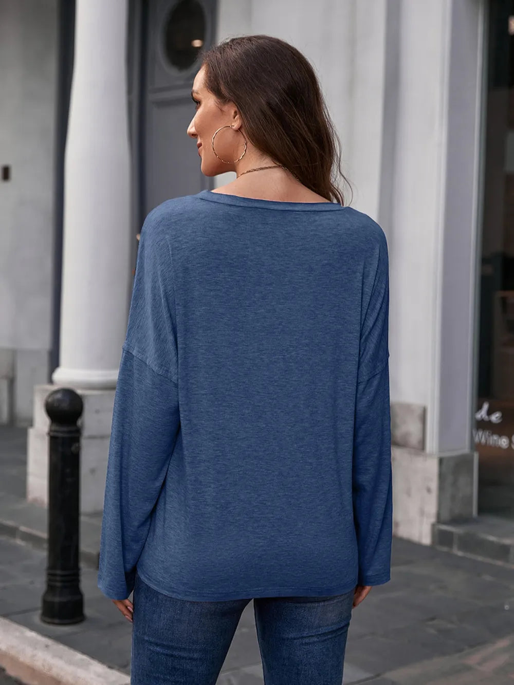 Butterfly Round Neck Dropped Shoulder Blouse (6)