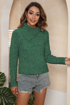 Asymmetrical Neck Long Sleeve Pullover Sweater (8)