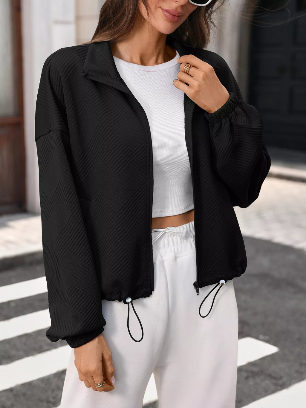 Textured Zip-up Casual Jacket (14)