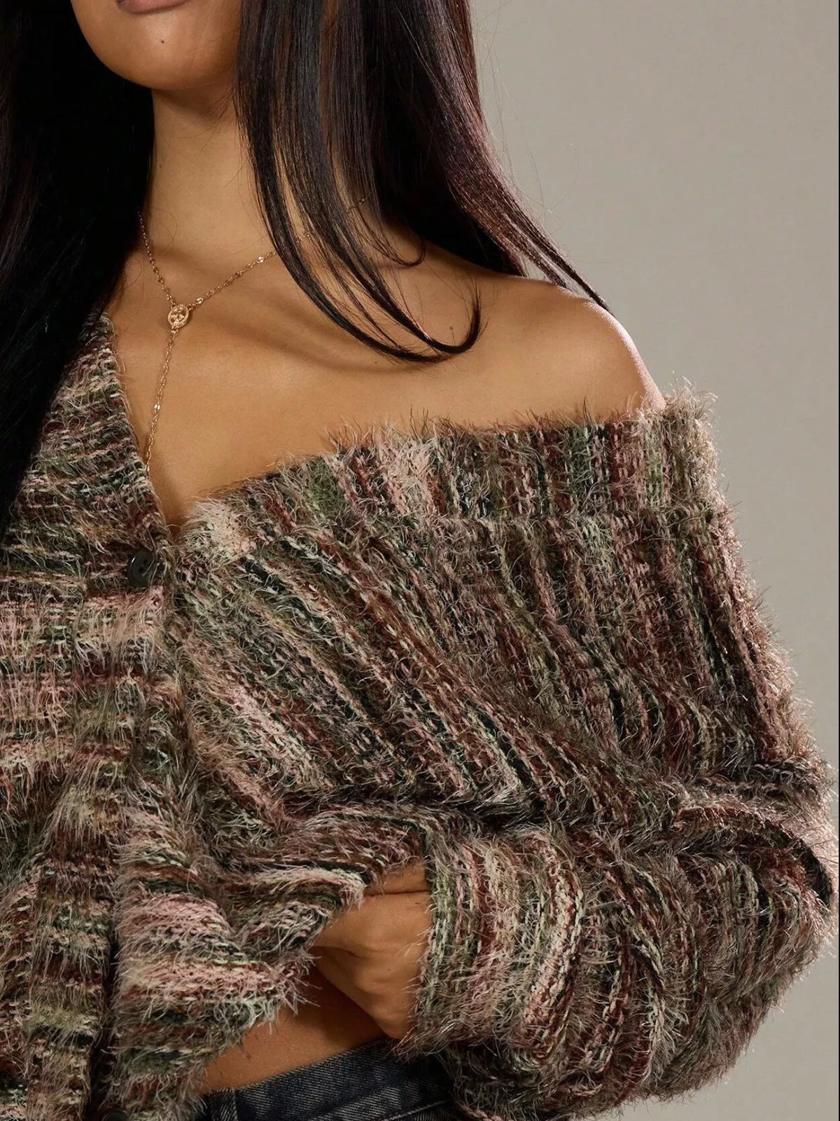 Textured Knit Button-down Cardigan (7)
