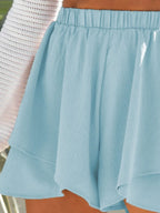 High-waisted Elastic Waistband Layered Shorts (10)
