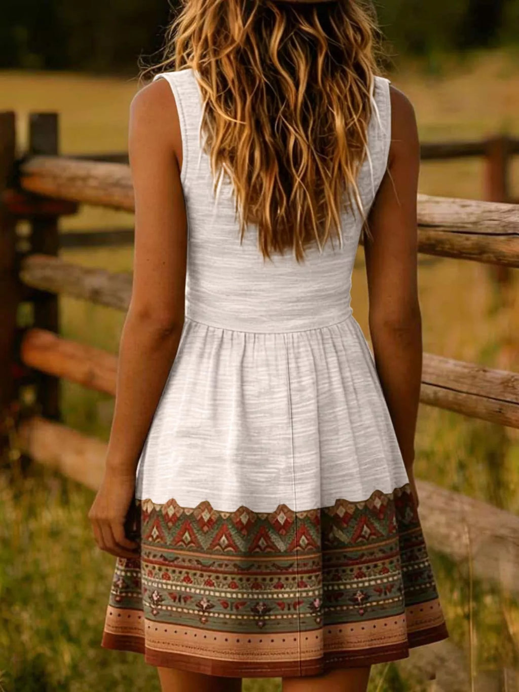 Bohemian Print Sleeveless Mini Dress (9)