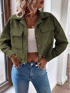 Cropped Corduroy Button-down Jacket (11)