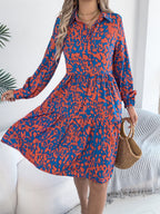 Printed Collared Neck Long Sleeve Dress (12)
