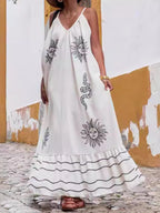 Printed V-neck Summer Maxi Dress (7)