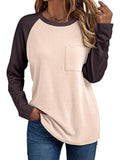 Round Neck Raglan Sleeve T-shirt Pocket