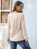 Notched Flounce Sleeve Blouse (9)