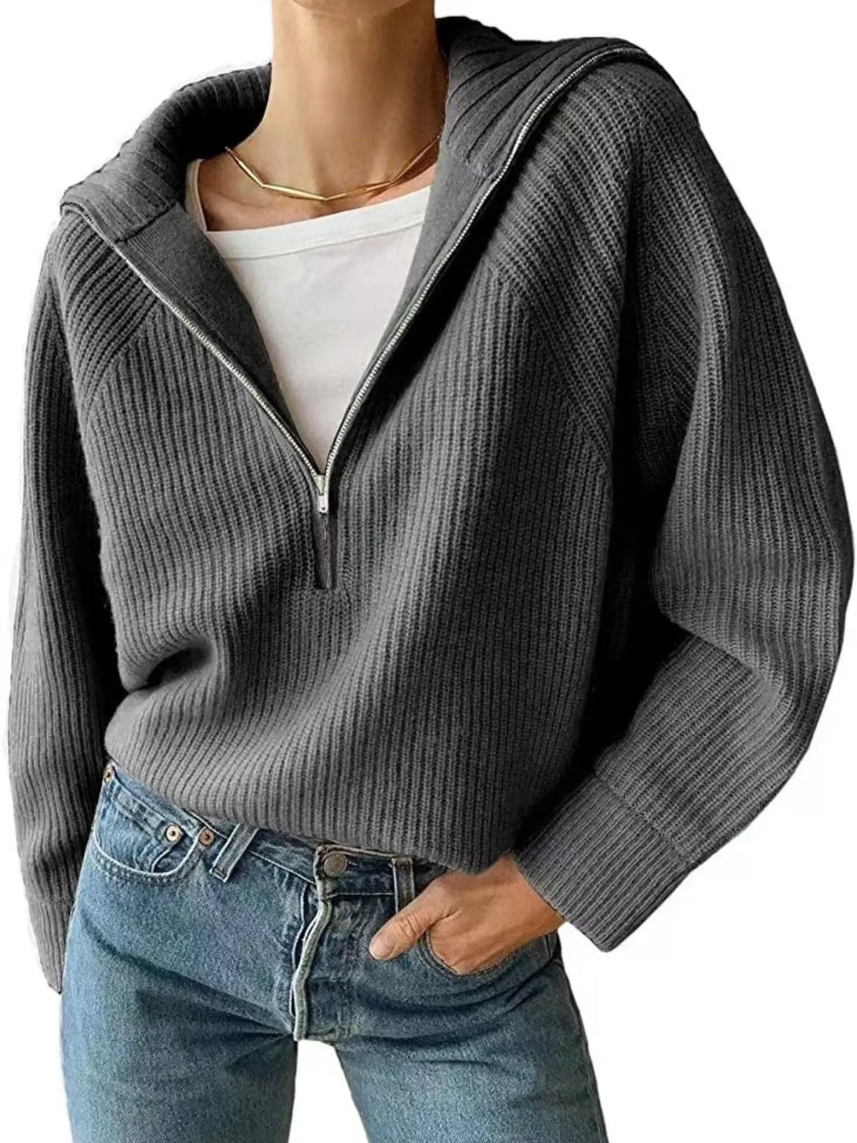 Half-zip Long Sleeve Sweater (9)