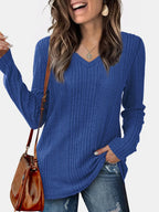 V-neck Long Sleeve T-shirt (5)