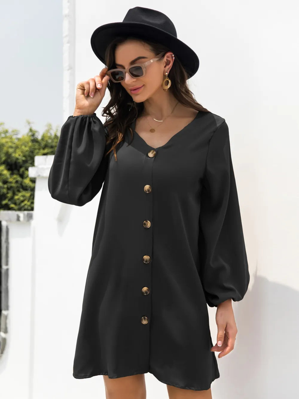 V-neck Long Sleeve Mini Dress (10)