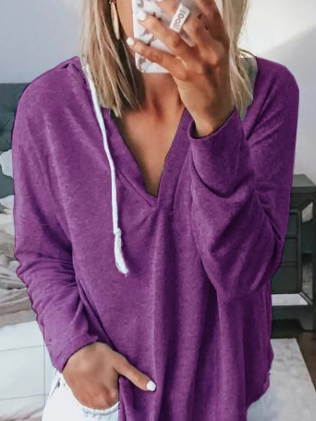 Full Size Drawstring Long Sleeve Hoodie Plus (22)