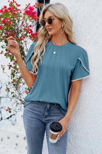 Round Neck Petal Sleeve T-shirt (11)