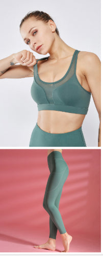 Sports Bra Shockproof Yoga Vest variant CJYDYDYD00748-Green set-XL