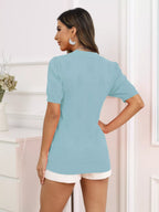 V-neck Short Sleeve Knit Top (20)