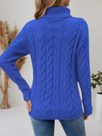 Cable Knit Turtleneck Long Sleeve Sweater (23)