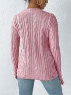 Cable-knit Round Neck Sweater (5)