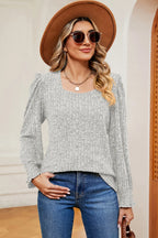 Square Neck Flounce Sleeve T-shirt (17)