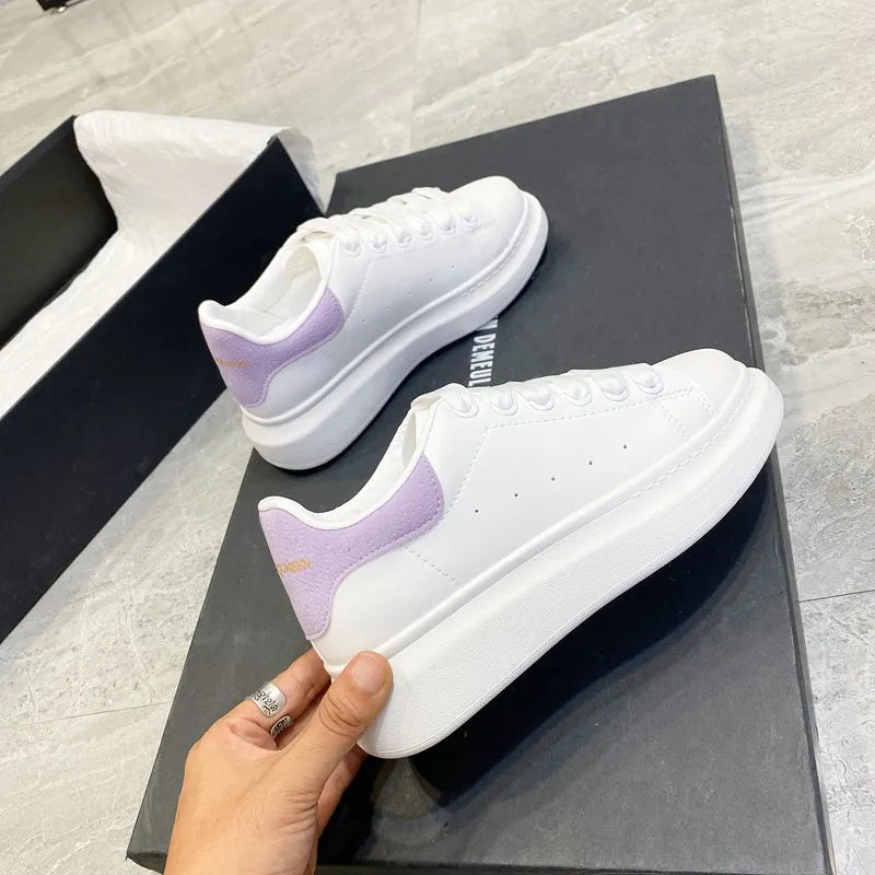 Pu Leather Lace Up Round Toe Platform Sneakers (4)