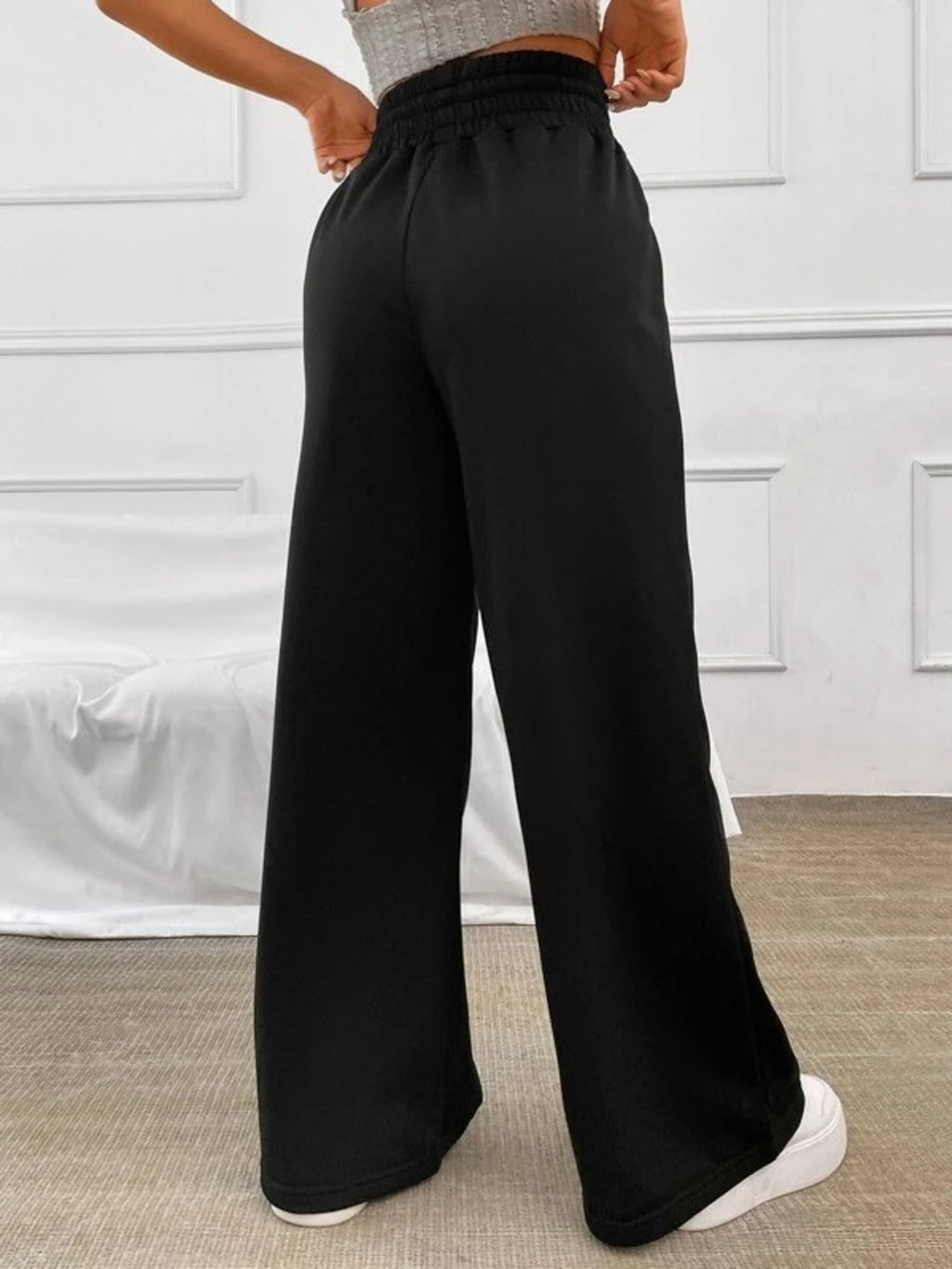 Wide Leg Drawstring Waist Pants (5)