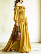 Full Size Off-shoulder Ruffled Maxi Dress Smocked Waist Plus (16)