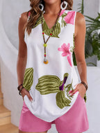 Floral Print Sleeveless Top Shorts Set (11)