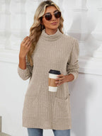 Slit Mock Neck Long Sleeve T-shirt (23)