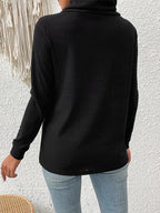 Decorative Button Turtleneck Long Sleeve T-shirt (9)