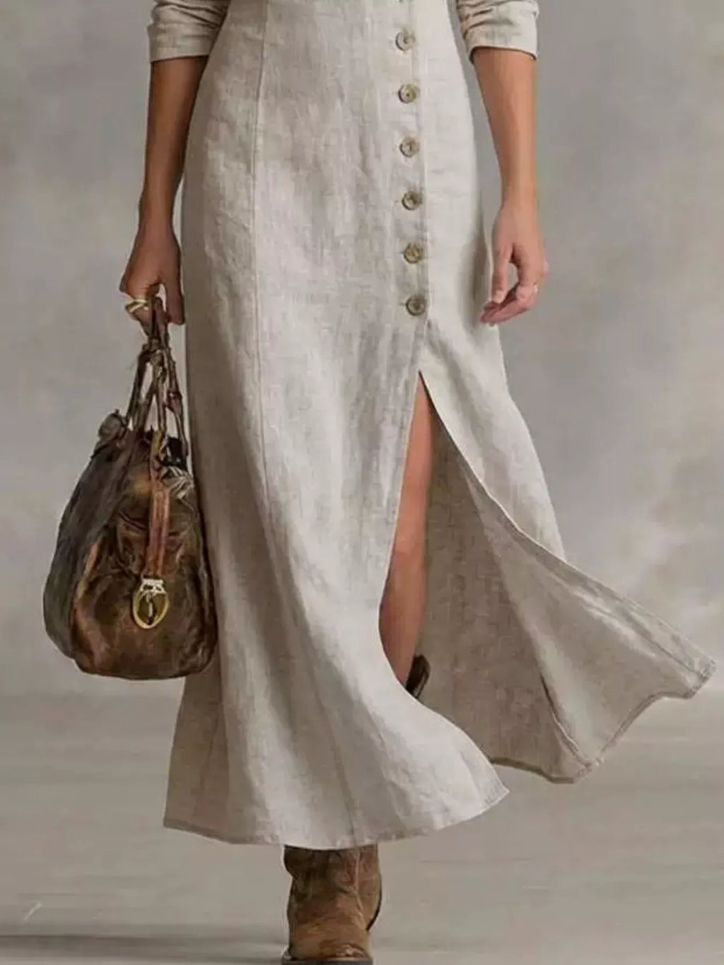 Slit Button-down Midi Dress (2)