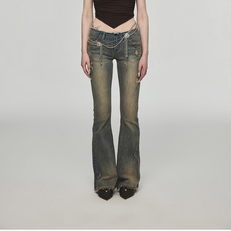 Vintage Washed Distressed Straight Leg Jeans photo 4