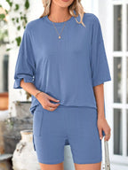 Full Size Half Sleeve T-shirt Shorts Set Plus (22)
