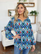Full Size Printed Balloon Sleeve Blouse (16)