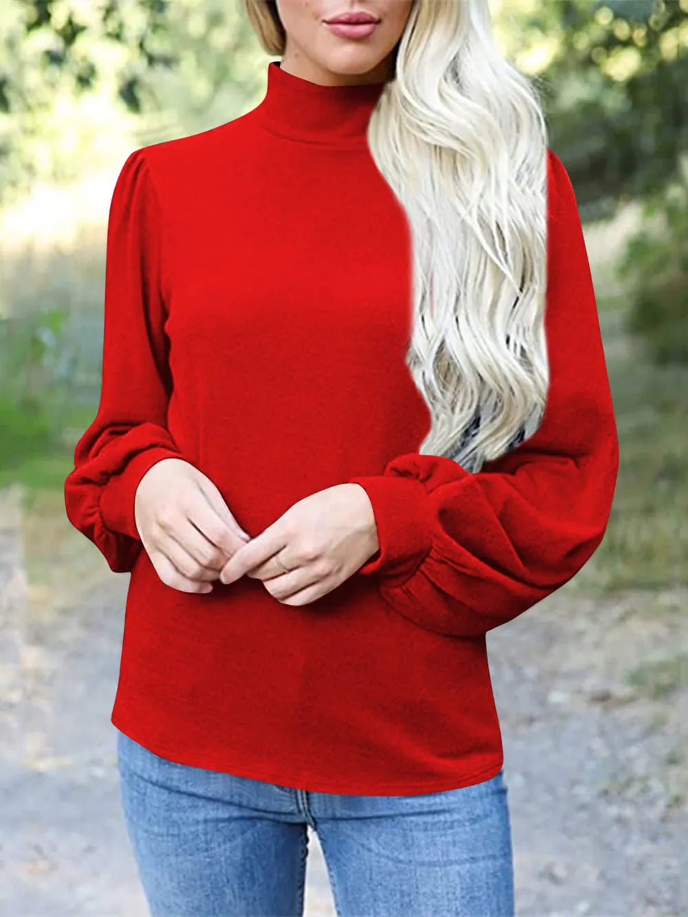 Full Size Mock Neck Long Sleeve T-shirt